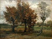 Autumn landscape with four trees